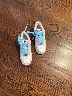 Bape Kids Pink & Light Blue Low-Top Sneakers